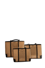 Dian Leather and Rattan Tote Bag - Sumiye Co