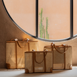 Dian Leather and Rattan Tote Bag