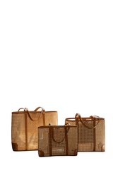 Dian Leather and Rattan Tote Bag - Sumiye Co