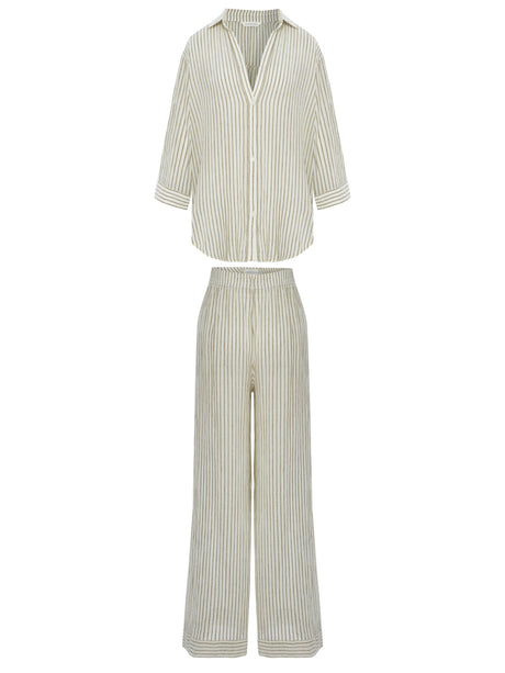 Voyage Set - Khaki Green Stripes - Sumiye Co