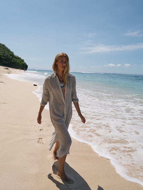 Voyage Shirt Dress - Black Stripes - Sumiye Co