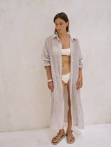 Voyage Shirt Dress - Burgundy Stripes - Sumiye Co
