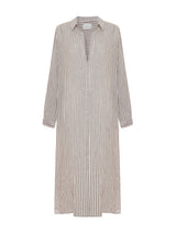 Voyage Shirt Dress - Burgundy Stripes - Sumiye Co