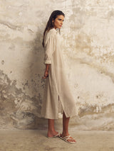 Voyage Shirt Dress - Khaki Green Stripes - Sumiye Co