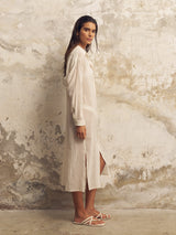 Voyage Shirt Dress - White Stripes - Sumiye Co