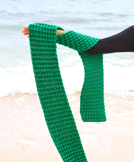 WAFFLE Crochet Scarf in Green - Sumiye Co