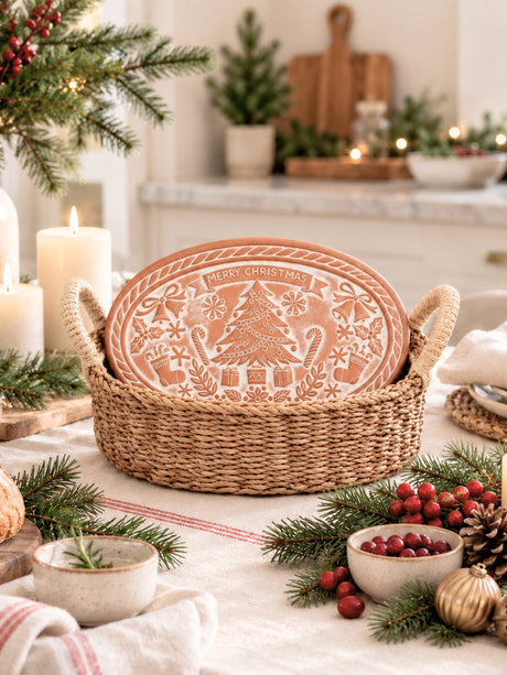 Bread Warmer & Basket - Christmas Oval-1