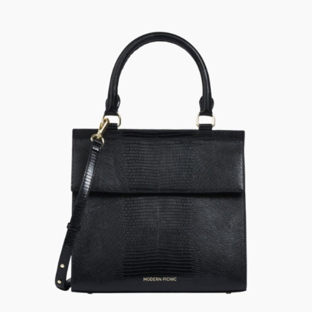 The Luncher - Black Lizard | Designer Lunch Bags & Totes - Sumiye Co