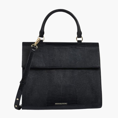 The Large Luncher  - Black Lizard | Designer Lunch Bags & Totes - Sumiye Co
