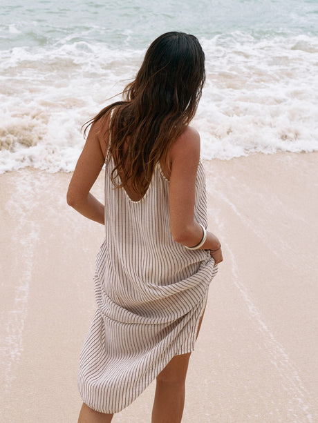 Yaz Dress - Burgundy Stripes - Sumiye Co