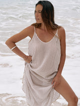 Yaz Dress - Burgundy Stripes - Sumiye Co