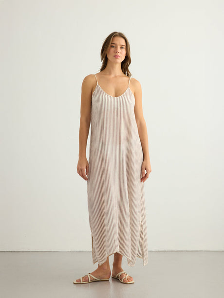 Yaz Dress - Burgundy Stripes - Sumiye Co