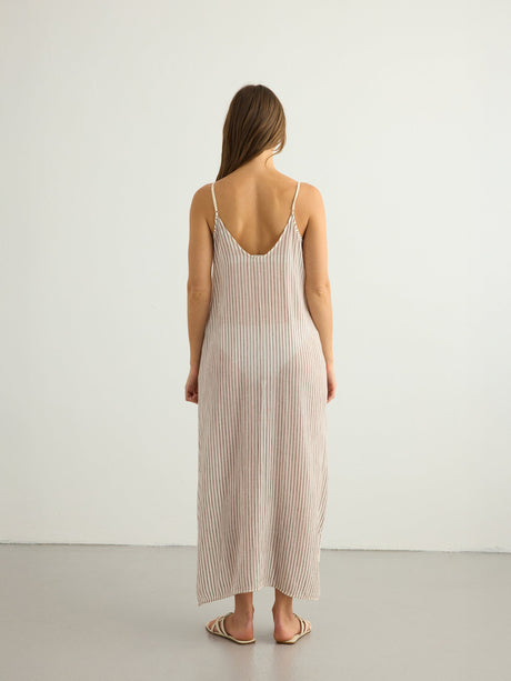 Yaz Dress - Burgundy Stripes - Sumiye Co