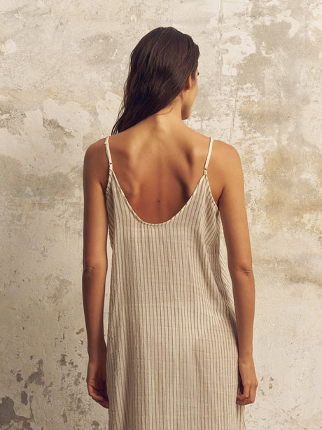 Yaz Dress - Khaki Green Stripes - Sumiye Co