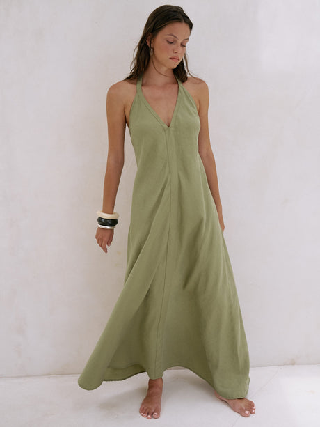 Zoe Maxi Dress - Khaki Green - Sumiye Co