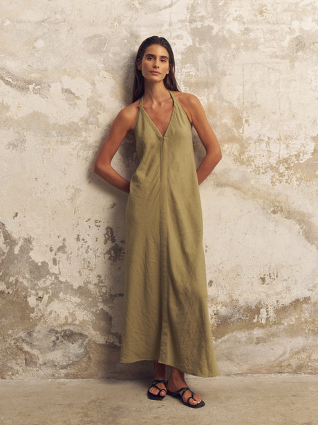 Zoe Maxi Dress - Khaki Green - Sumiye Co
