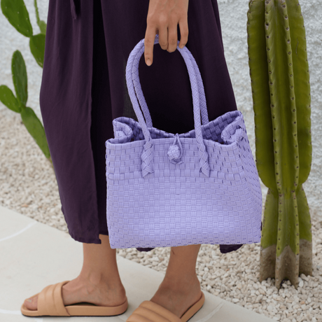 Zoe Woven Tote Small - Lavender | Recycled Material - Sumiye Co