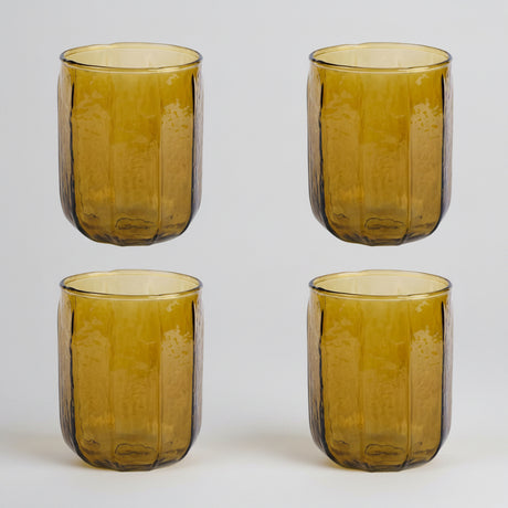 Hammered Water Glass , Brown - 4 X 3 Inches ( Set of 4 ) - Sumiye Co