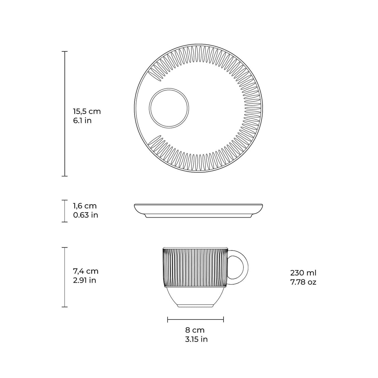 Tea Cup Set of 6
