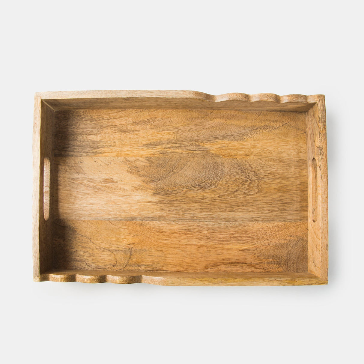 Scalloped Elegance Handcrafted Wooden Serving Tray - Sumiye Co