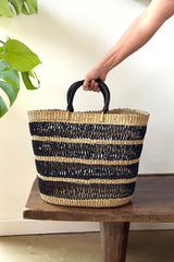 String Basket Tote - Natural & Black