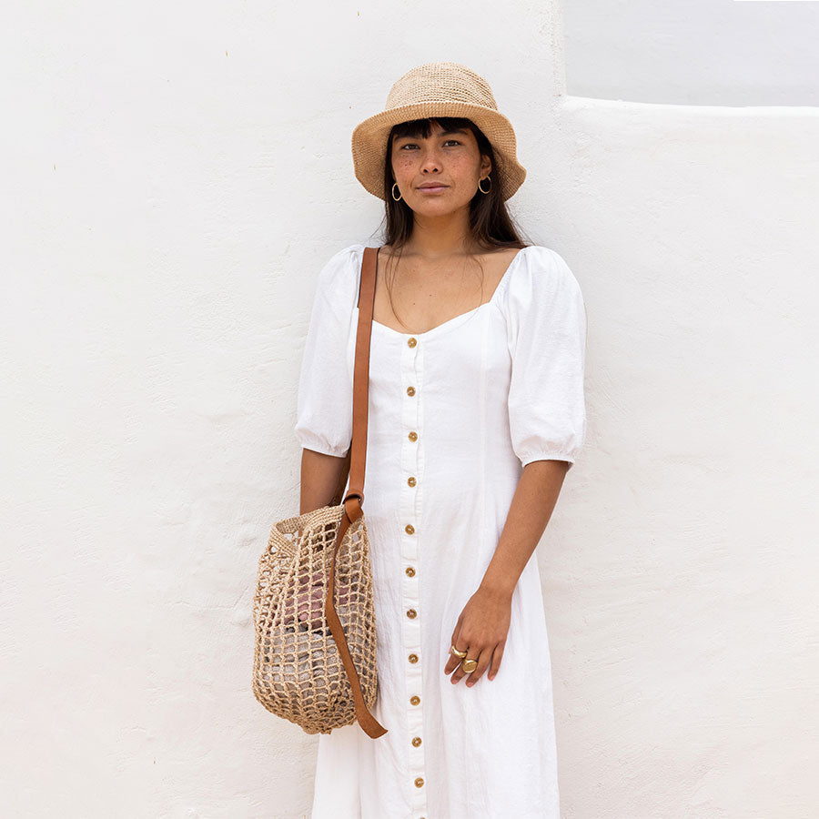 Maria Woven Market Bag - Leather Strap