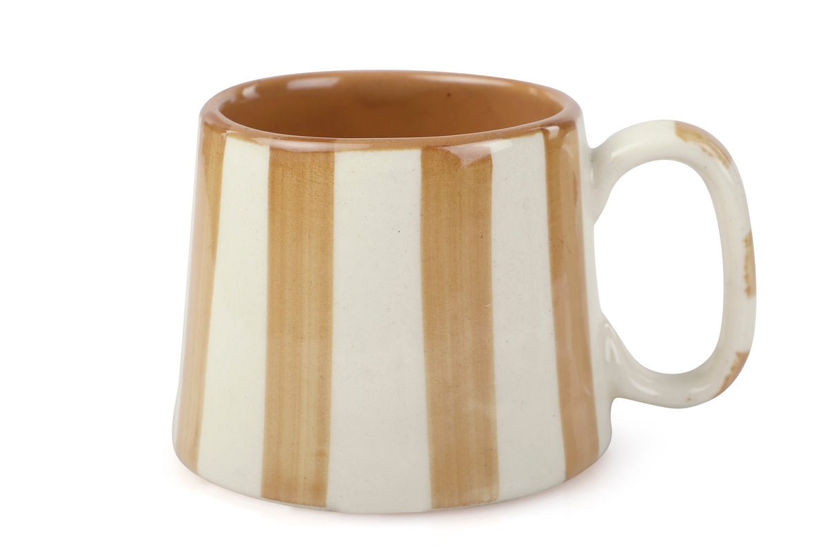 Ceramic Brown Stripe  Coffee cup - 3.5 x 2.5 Inches ( Set of 4 )