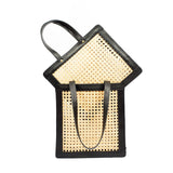 Tall Rattan & Leather Tote Bag - Sumiye Co