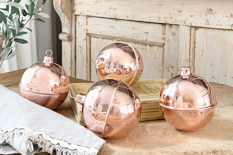 Copper Ball Ornaments (Set of 4 ) | Vintage Inspired - Sumiye Co
