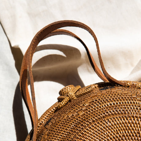 Emma Oversized Rattan Round Satchel - Sumiye Co