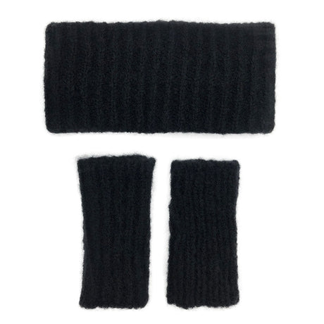 Black Ribbed Alpaca Gloves by SLATE + SALT - Sumiye Co