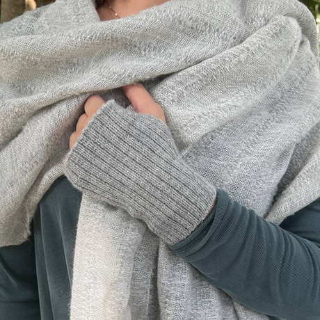 Gray Knit Alpaca Beanie & Fingerless Gloves - Sumiye Co