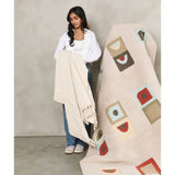 Sea Shell White Textured Checks Handloom Throw - Sumiye Co