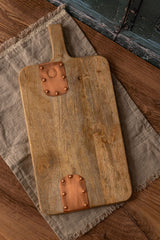 Vintage Inspired Wooden Charcuterie Board with Handmade Copper Details