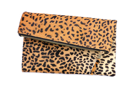 Leopard Print Leather Clutch | Ethically Sourced Hides - Sumiye Co