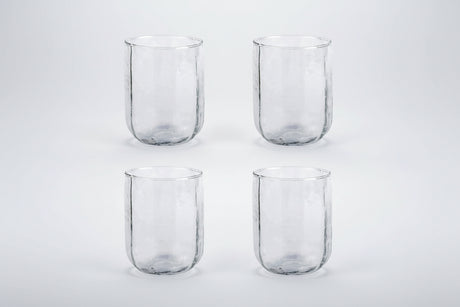 Hammered Water Glass , Natural - 4 X 3 Inches ( Set of 4 ) - Sumiye Co