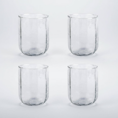 Hammered Water Glass , Natural - Set of 4 - Sumiye Co