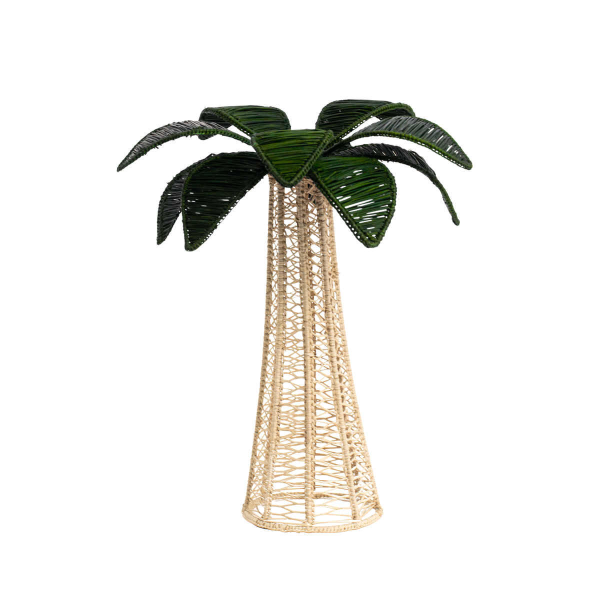 Palm Tree Woven Candle Holder - Large - Dark Green