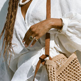 Maria Woven Market Bag - Leather Strap