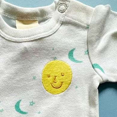 Embroidered Baby Onesie - Moon & Stars