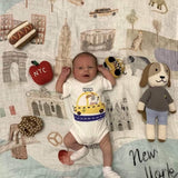 Estella Baby Gift Set, NYC theme with White Organic Taxi Bodysuit, Bib & Rattle Toy