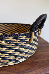 Tray Basket in Natural w/ Black Checks