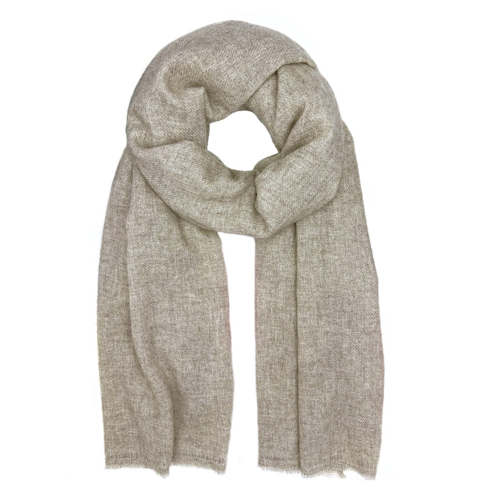 Beige Handloom Cashmere Scarf-0