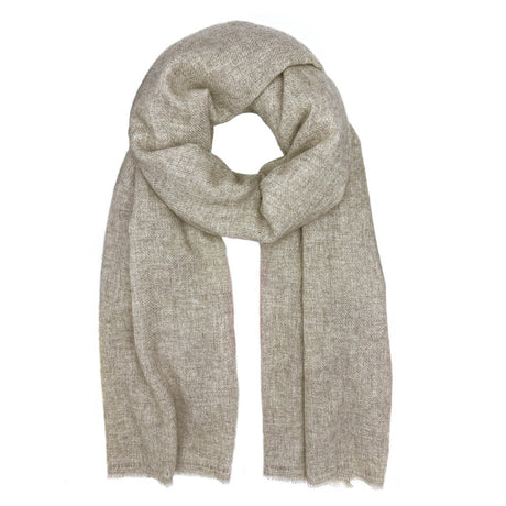 Beige Handloom Cashmere Scarf-0