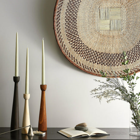 Tapered Candlestick Holder Pine Wood Cognac, Espresso, Natural - Sumiye Co