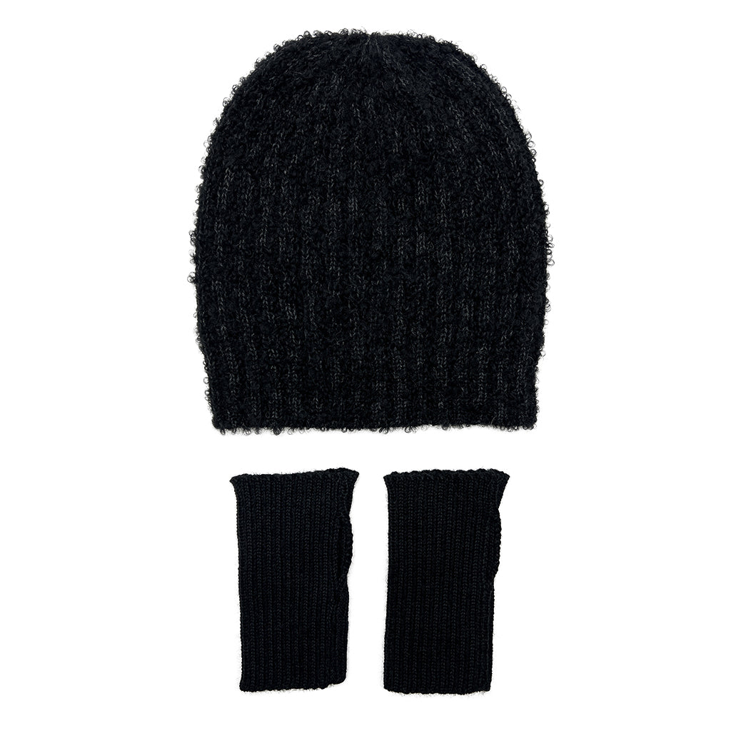 Black Loop Knit Alpaca Beanie by SLATE + SALT - Sumiye Co