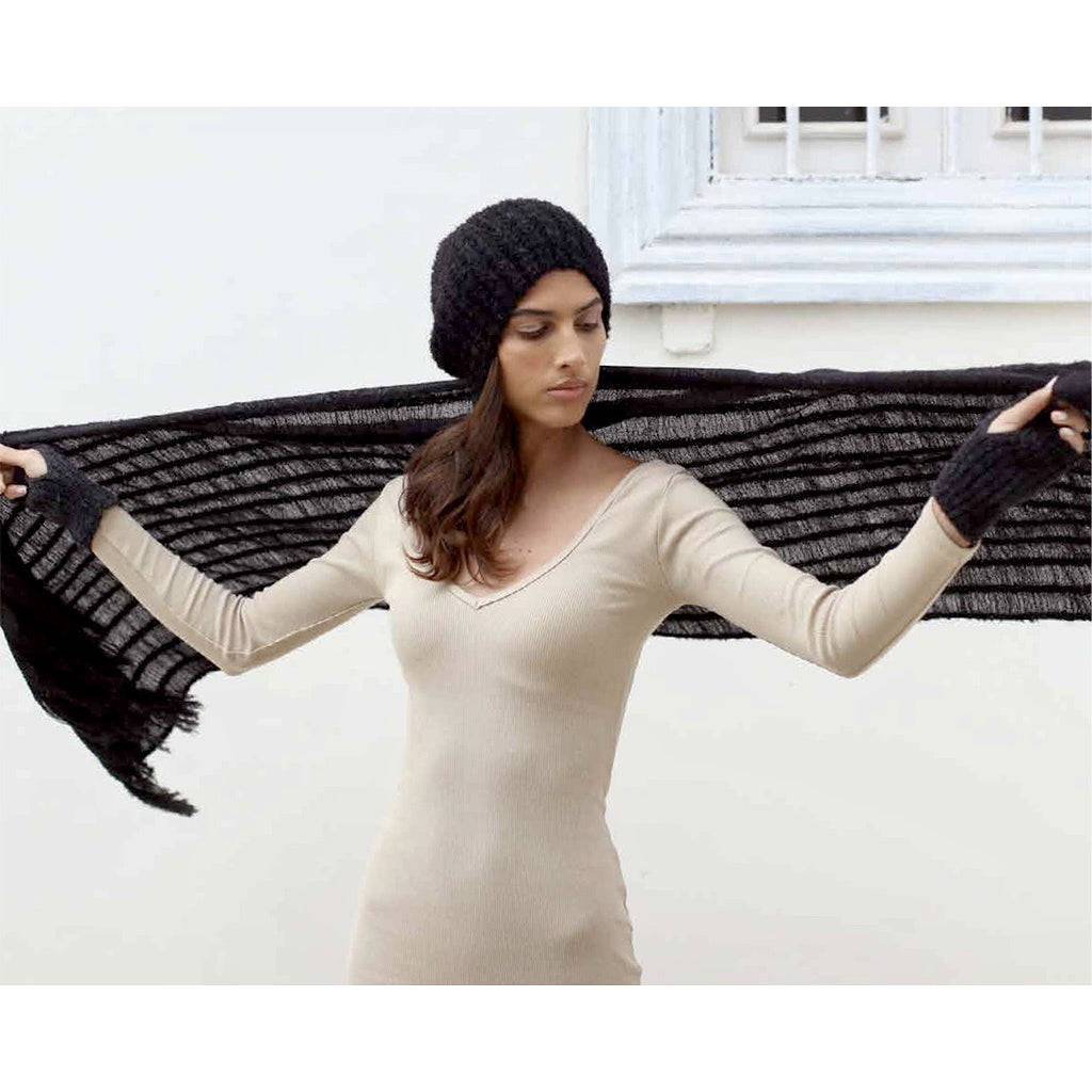 Black Loop Knit Alpaca Scarf by SLATE + SALT - Sumiye Co