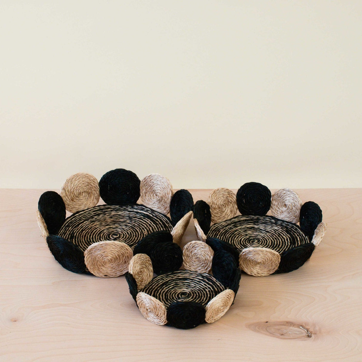 - Black and White Abaca Fruit Basket - Tabletop Basket, set of 3 | LIKHA - LIKHÂ