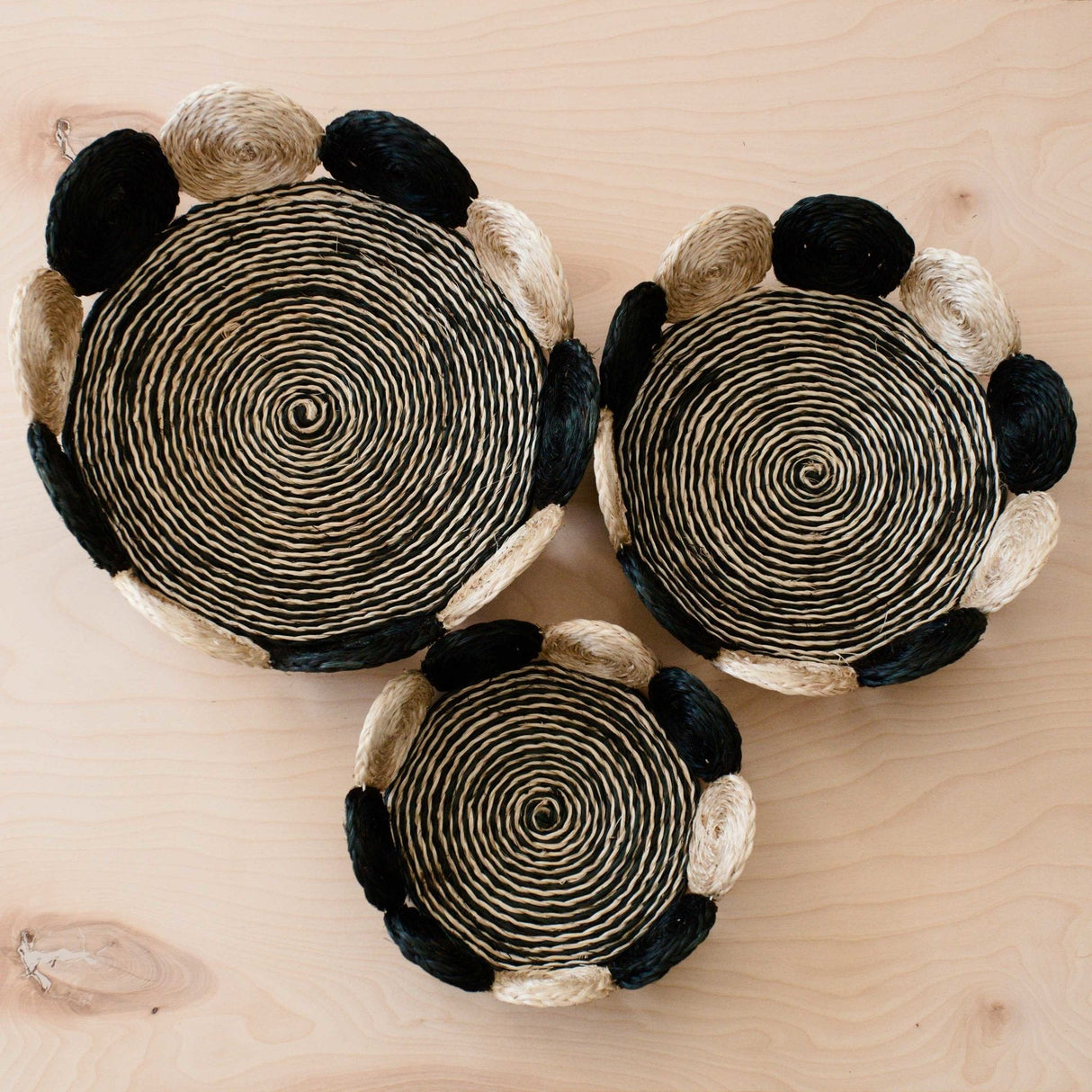 - Black and White Abaca Fruit Basket - Tabletop Basket, set of 3 | LIKHA - LIKHÂ