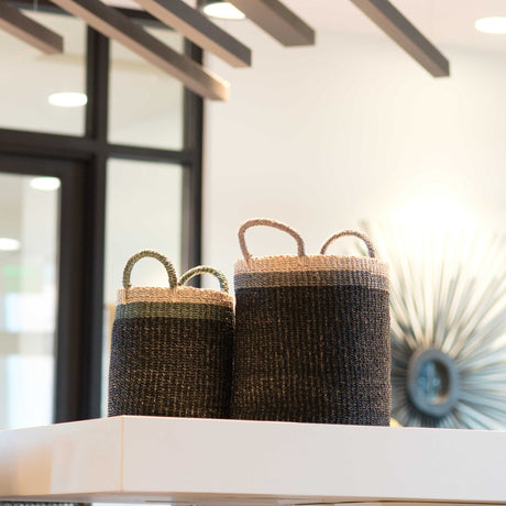  - Black Baskets with Handle, set of 2 - Floor Baskets | LIKHÂ - LIKHÂ